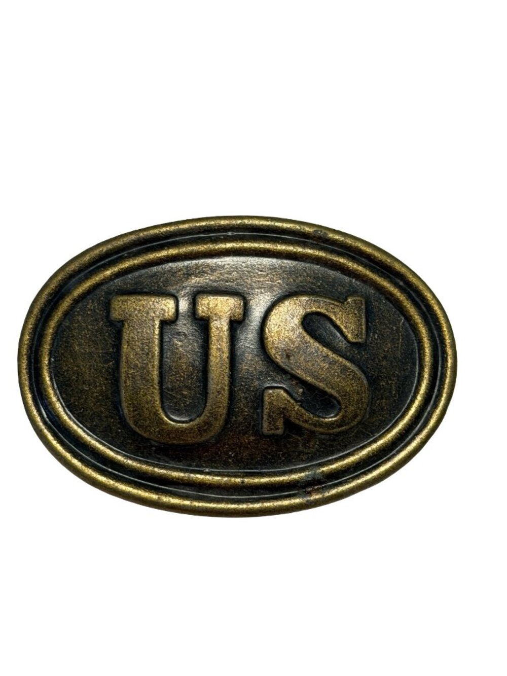 Civil War Style US Oval Belt Plate Reproduction Brass Tone Missing Rear Bar